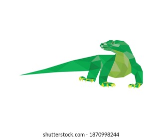 Crawling Komodo with Polygonal Illustration Vector