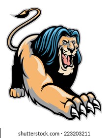 crawling lion mascot
