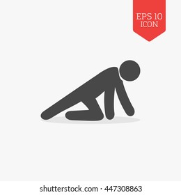 Crawling man icon. Flat design gray color symbol. Modern UI web navigation, sign. Illustration element