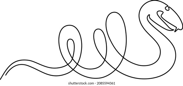 Crawling snake. Continuous line drawing. Vector illustration.