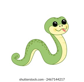 Crawling snake. Side view. Cute snake. Cartoon, Isolated vector illustration eps 10