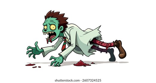 crawling zombie in a lab coat