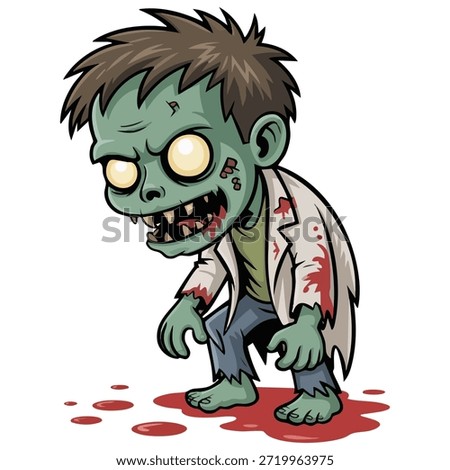 Crawling zombie in laboratory coat vector