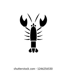 Crayfish black icon, vector sign on isolated background. Crayfish concept symbol, illustration 