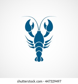 Crayfish Blue Flat Icon On White Background