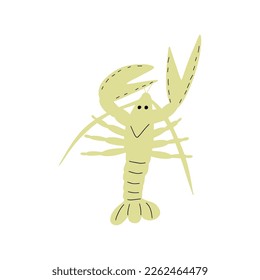 Crayfish Character sea animal on deep background. Wild life illustration. Underwear world. Vector illustration.