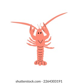 Crayfish Character sea animal on deep background. Wild life illustration. Underwear world. Vector illustration.