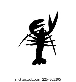 Crayfish Character sea animal on deep background. Wild life illustration. Underwear world. Vector illustration.