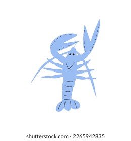 Crayfish Character sea animal on deep background. Wild life illustration. Underwear world. Vector illustration.