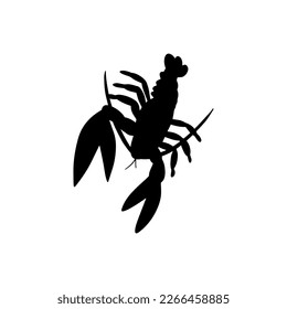 Crayfish Character sea animal on deep background. Wild life illustration. Underwear world. Vector illustration.