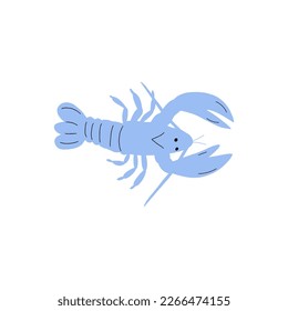 Crayfish Character sea animal on deep background. Wild life illustration. Underwear world. Vector illustration.