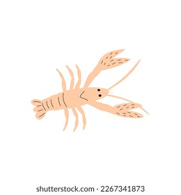 Crayfish Character sea animal on deep background. Wild life illustration. Underwear world. Vector illustration.