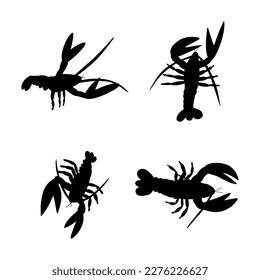 Crayfish Character sea animal on deep background. Wild life illustration. Underwear world. Vector illustration.