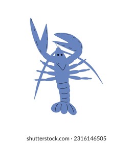 Crayfish Character sea animal on deep background. Wild life illustration. Underwear world. Vector illustration.