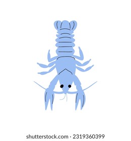 Crayfish Character sea animal on deep background. Wild life illustration. Underwear world. Vector illustration.