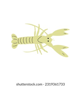 Crayfish Character sea animal on deep background. Wild life illustration. Underwear world. Vector illustration.