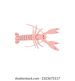 Crayfish Character sea animal on deep background. Wild life illustration. Underwear world. Vector illustration.