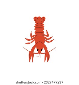 Crayfish Character sea animal on deep background. Wild life illustration. Underwear world. Vector illustration.