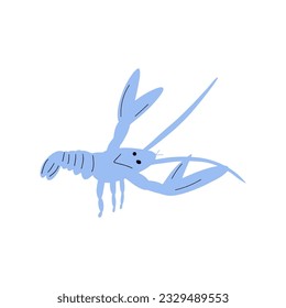 Crayfish Character sea animal on deep background. Wild life illustration. Underwear world. Vector illustration.