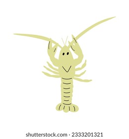 Crayfish Character sea animal on deep background. Wild life illustration. Underwear world. Vector illustration.