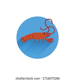 Crayfish colorful flat icon with shadow. seafood icon