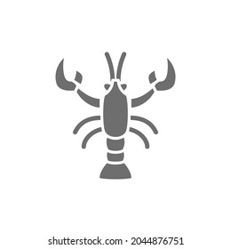 Crayfish, crawfish, lobster grey icon. Isolated on white background