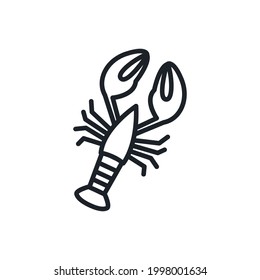Crayfish crawfish lobster omar icon. Vector isolated linear icon contour shape outline. Thin line. Modern glyph design. Meat products fish and sea food. Marine life