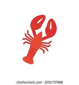 Crayfish crawfish lobster omar icon. Isolated flat color icon. Vector illustration. Meat products fish and sea food. Marine life