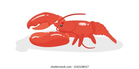 Crayfish Cute Cartoon Vector Illustration Isolated On White Background. Red Lobster