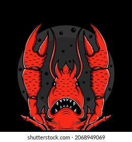 crayfish detail illustration design white black background