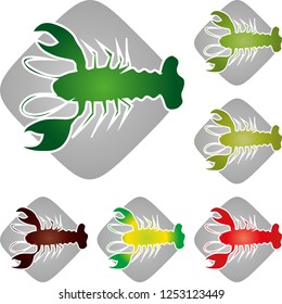 Crayfish in different colors collection