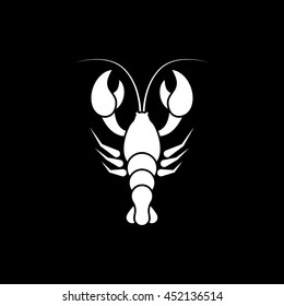 Crayfish Flat Icon On Black Background