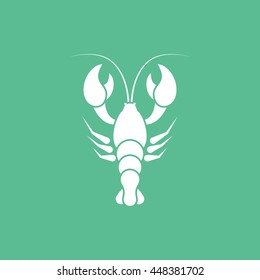 Crayfish Flat Icon On Green Background