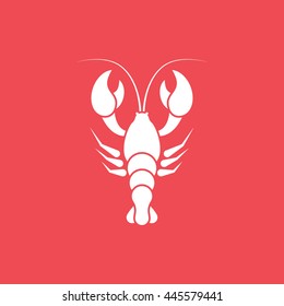 Crayfish Flat Icon On Red Background