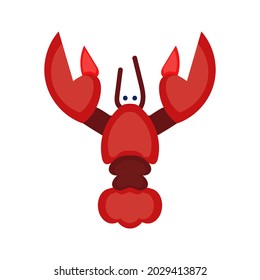 Crayfish flat icon. Pictogram for web. Simple symbol isolated on white background. Vector eps10