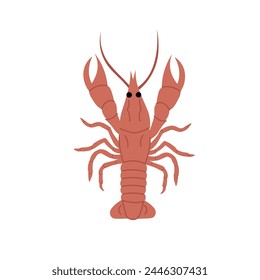 Crayfish in flat style on a white background, emblem, logo.