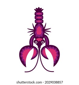 Crayfish - hand drawn vector illustration isolated on white. Flat color design.