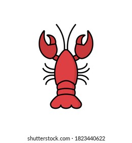 Crayfish icon in flat style on a white background vector illustration. Can be used for web and mobile.