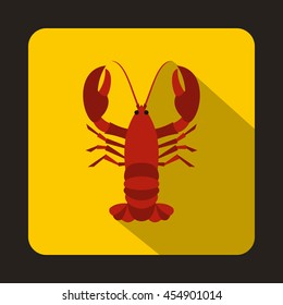 Crayfish icon in flat style on a yellow background