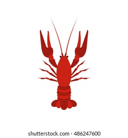 Crayfish Icon In Flat Style On A White Background Vector Illustration