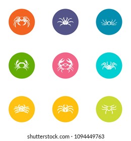 Crayfish icons set. Flat set of 9 crayfish vector icons for web isolated on white background