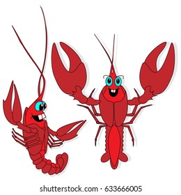 Crayfish illustration set. Vector art.