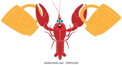 crayfish isolated white background