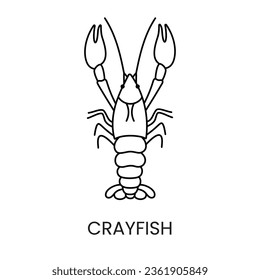 Crayfish line icon in vector, seafood illustration