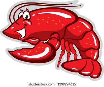 crayfish, lobster. Sea food. Sticker character vector illustration