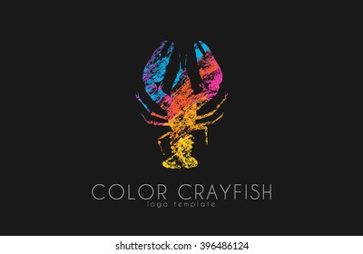 Crayfish logo. Color crayfish logo design. Seafood logo.