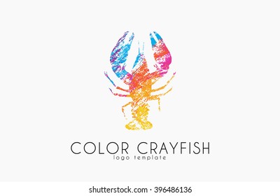 Crayfish logo. Color crayfish logo design. Seafood logo.