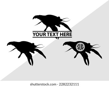Crayfish Monogram Vector Illustration Silhouette