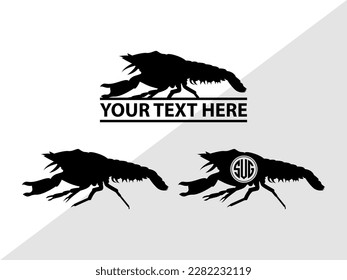 Crayfish Monogram Vector Illustration Silhouette