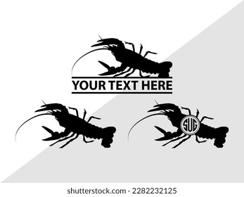 Crayfish Monogram Vector Illustration Silhouette